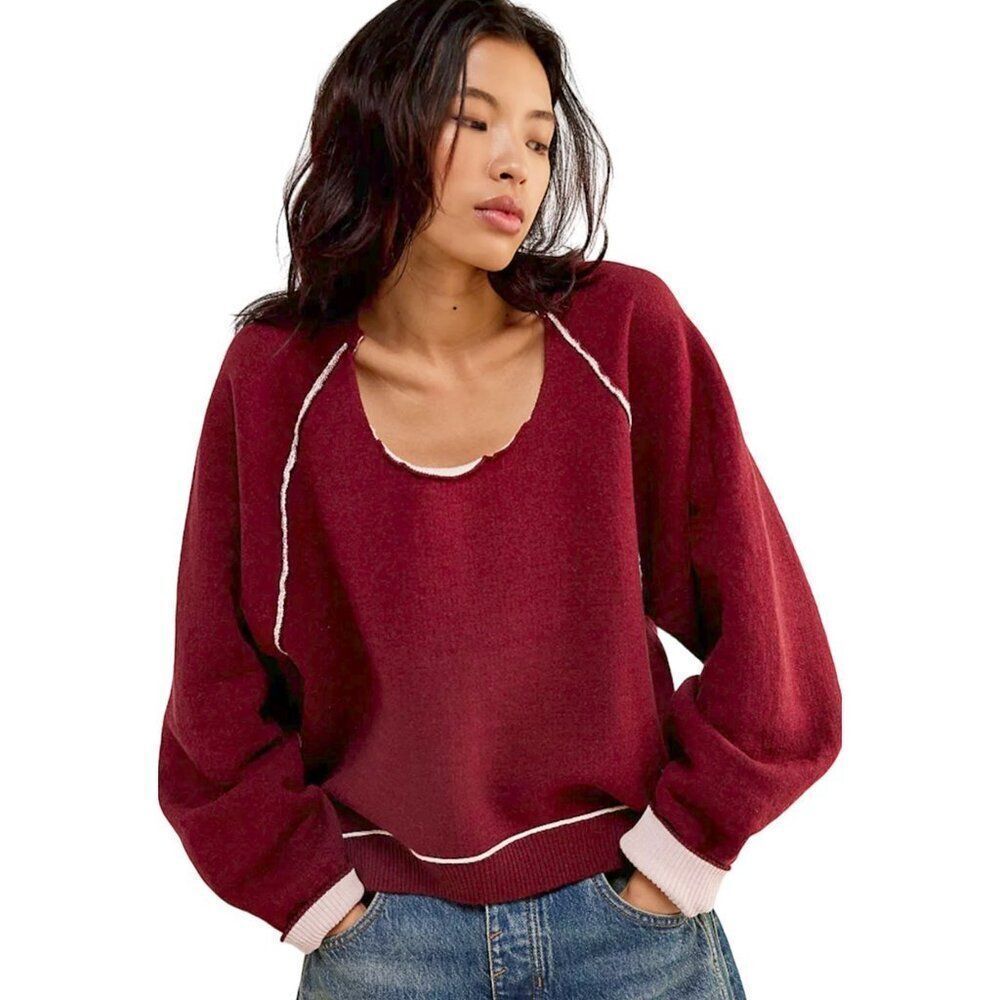 Free People Midnight Valentine Combo Red‎ Pullover Sweatshirt Size XS NWT